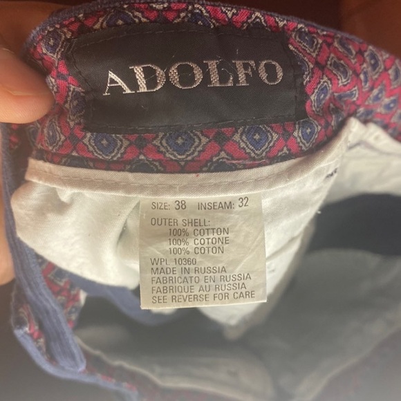 Adolfo Dark Blue Corduroy Pants. Waist size 38, waist 32. - Picture 3 of 3